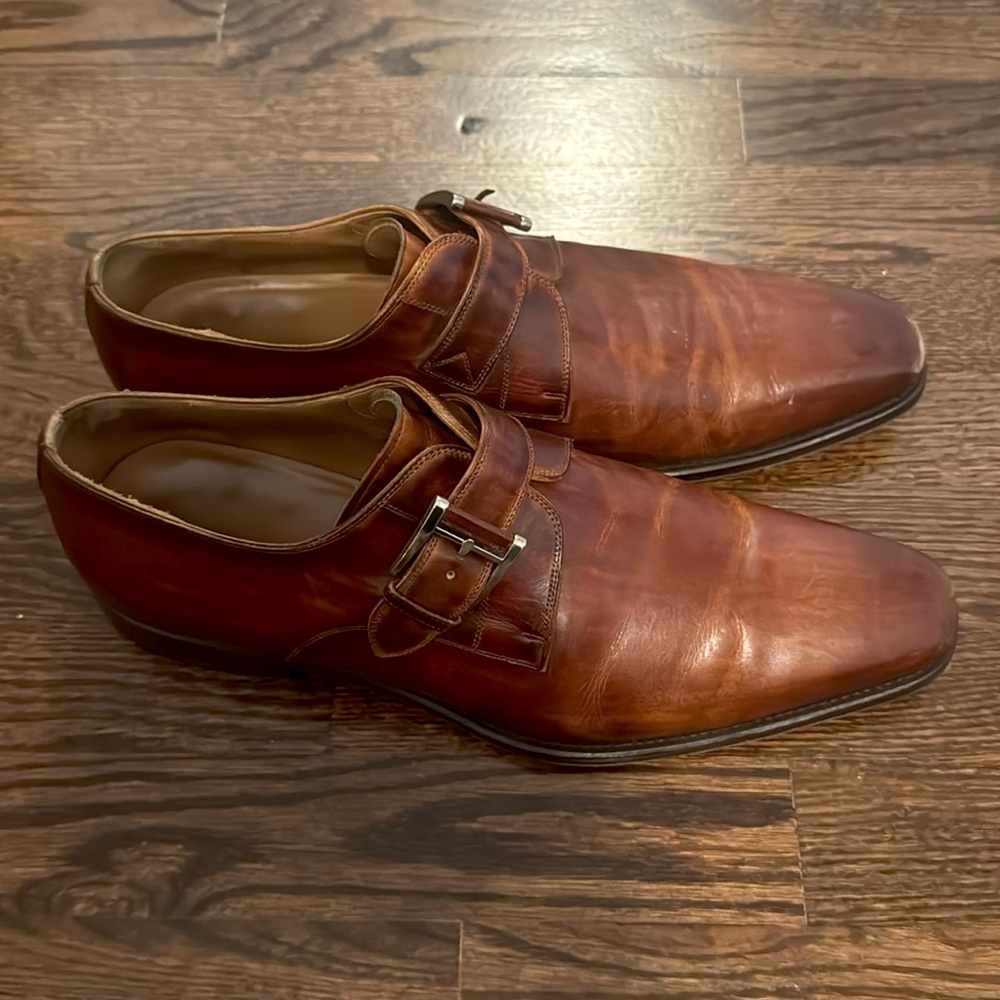 Men's Magnanni Marco II Monk Strap Leather Dress Shoes - Picture 2 of 9